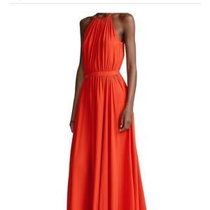 Polo Ralph Lauren Sleeveless Halter Maxi Dress in Red. NEW $398